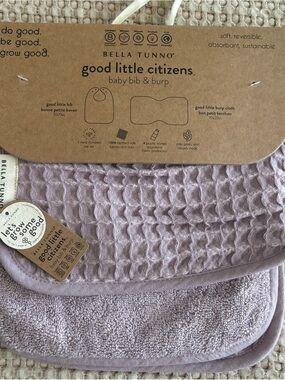 Bella Tunno Good Little Citizens Baby Bib & Burp - Dusty Pink